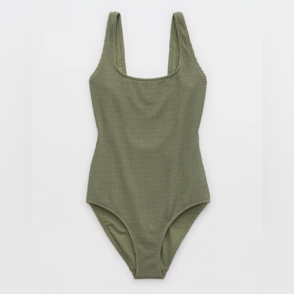 Olive Green Textured Swimsuit- XL